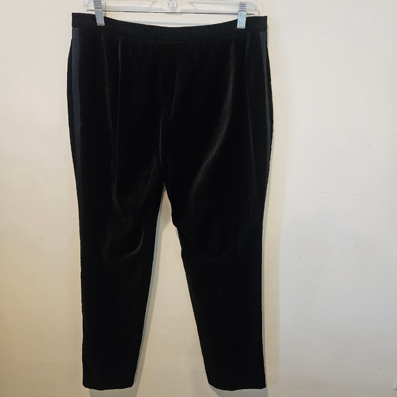Women's JONES WEAR Black Velvet Trousers with Black Satiny Stripe, Size 12 - Picture 6 of 8
